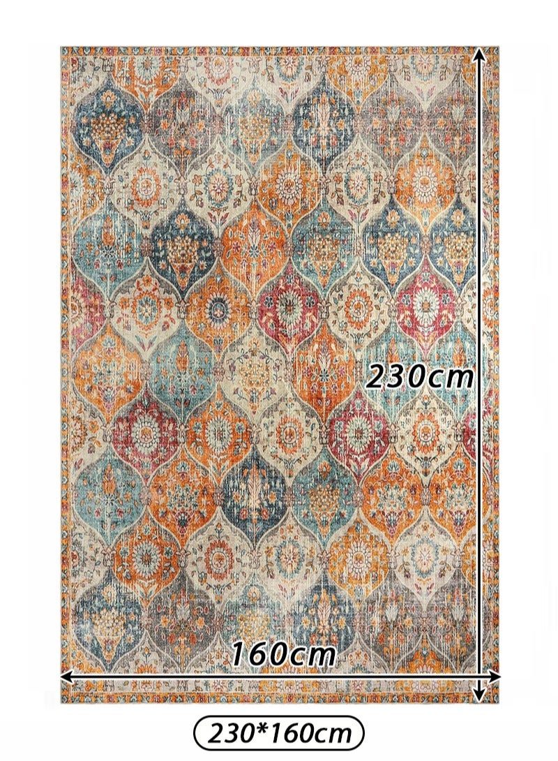 TELANPU 160*230cm Machine Washable Area Rugs with Non-Slip Backing, Ideal for Hallway, Living Room, Bedroom, Kitchen and Laundry Room, Vintage Moroccan and Low Pile Rug，160*230cm，Machine Washable Area Rugs with Non-Slip Backing, Ideal for Hallway, Living Room, Bedroom,Living Bedroom Office Dining Room, Bohemian Area Rugs and Low Pile Rug - Image 2